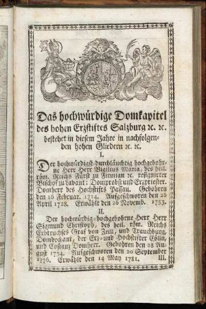 Das hochwürdige Domkapitel des hohen Erzstiftes Salzburg etc. etc.