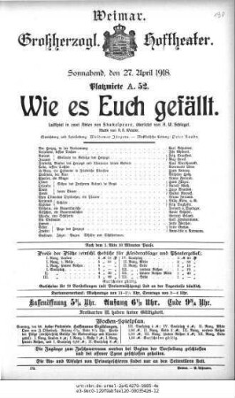 Wie es Euch gefällt
