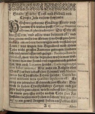 Gnade/ Friede/ Trost und Gedult von Christo Jesu unserm Heylande.