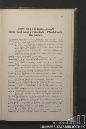 Forst- und Jagdwissenschaft. Haus- und Landwirthschaft. Pferdekunde. Gartenbau