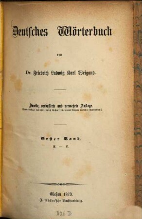 Deutsches Wörterbuch, 1. A - L