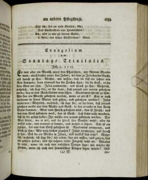 Evangelium am Sonntage Trinitatis. - Evangelium am zweyten Sonntage nach Trinitatis.