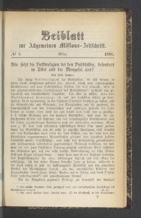 Beiblatt N° 2. März. 1880