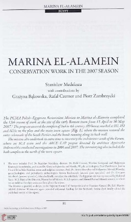 19: Marina el-Alamein : conservation work in the 2007 season