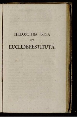 Philosophia Prima Ex Euclide Restituta.