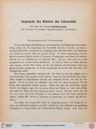 Ansprache des Rektors der Universität