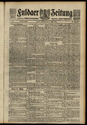 Erste Ausgabe vom Mittwoch, den 10. April 1912.