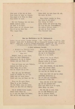 Aus den Volksliedern des 19. Jahrhunderts