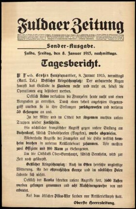 Ausgabe vom Freitag, den 08. Januar 1915.