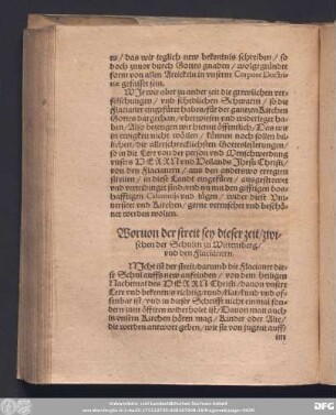 Worvon der streit sey dieser zeit/ zwischen der Schulen zu Wittemberg/ und den Flacianern.