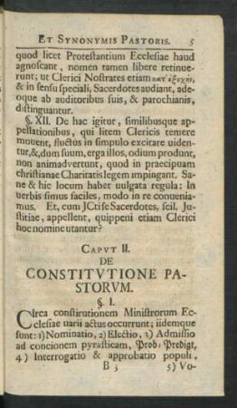 Caput II. De Constitutione Pastorum