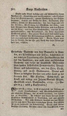 Gründliche Nachricht von dem Bauwesen in Franken.