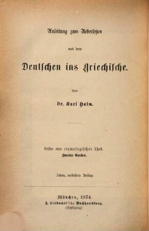 Anleitung zum Uebersetzen aus dem Deutschen ins Griechische, I,2