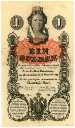 Geldschein, Gulden, 1.1.1858