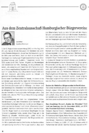 Aus dem Zentralausschuß Hamburgischer Bürgervereine