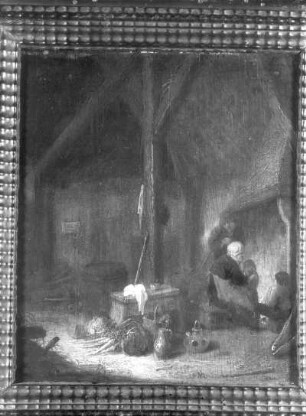 Bauernfamilie am Kamin