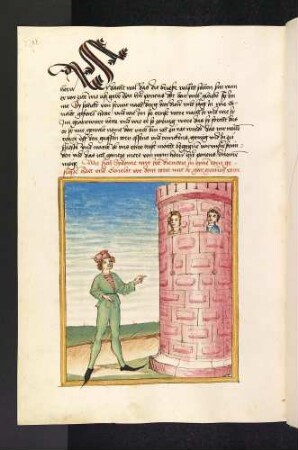 Genelet redet auf die im Turm sitzende Sidonia ein