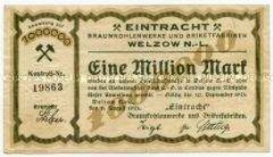 Eintracht Braunkohlenwerk Welzow, 1 Million Mark