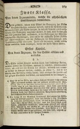 Zwote Klasse. Von den Arzneymitteln, welche die allzuhäufigen Ausführungen vermindern.