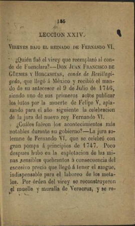 Leccion XXIV. Vireyes bajo el reinado de Fernando VI