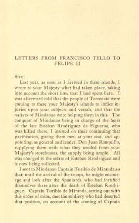Letters from Francisco Tello to Felipe II