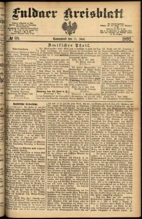 Erste Ausgabe vom Samstag, den 11. Juni 1892.
