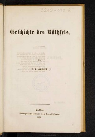Geschichte des Räthsels