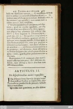 Articulus II. De dispositionibus animi requisitis.