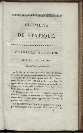 Chapitre I. De l'Équilibre en Général.