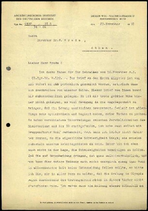 M. Schede an W. Wrede