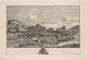 Die Schiffervorstadt von Pirna mit der Elbansicht des Sonnensteins