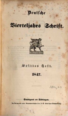 Deutsche Vierteljahrs-Schrift. 1847,3/4