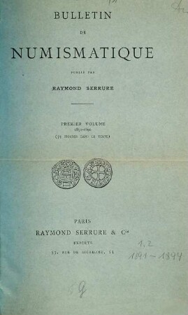 Bulletin de numismatique. 1. 1891/92