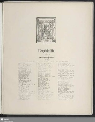 Verzeichnisse (Personen- und Ortsverzeichnis, Verzeichnis der Abbildungen im Texte und der Lichtdrucktafeln, Bemerkungen)