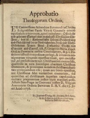 Approbatio Theologorum Ordinis.