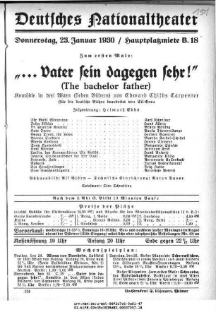 "... Vater sein dagegen sehr!" (The bachelor father)