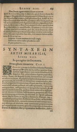 Syntaxeōn Artis Mirabilis, Liber XIII.