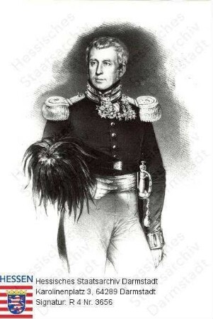 Lyncker, Ludwig v. (1780-1844) / Porträt in Uniform, stehend, Kniestück