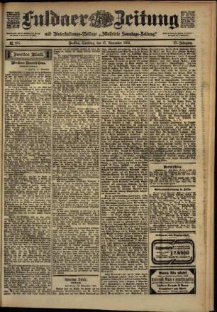 Zweite Ausgabe vom Samstag, den 17. November 1900.