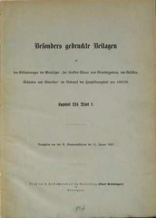 Verhandlungen der Württembergischen Kammer der Abgeordneten auf dem Landtag. Protokollband. 1887,Beil. = Besonders gedruckte Beilage