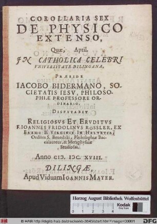 Corollaria Sex De Physico Extenso