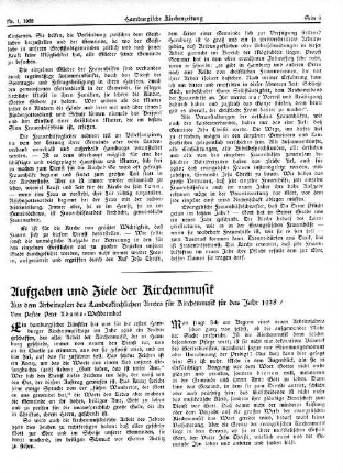 Aufgaben und Ziele der Kirchenmusik : Aus dem Arbeitsplan des Landeskirchlichen Amtes für Kirchenmusik für das Jahr 1938