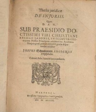 Theses juridicæ De injuriis