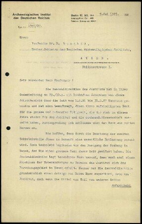 Brief Rodenwaldt - Buschor