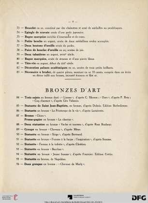 Bronzes D'art  (Nr. 84-96)