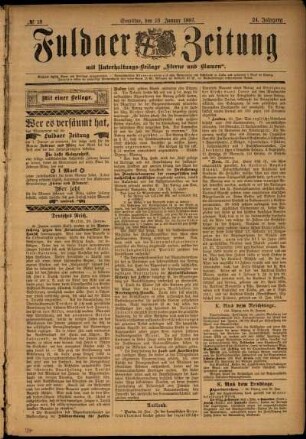 Erste Ausgabe vom Samstag, den 23. Januar 1897.