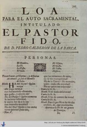 Loa para el Auto Sacramental El Pastor Fido.
