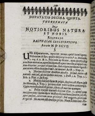 Disputatio Decima Quinta. Theoremata De Notioribus Natura Et Nobis.