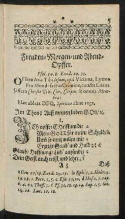 Freuden- Morgen- und Abend-Opffer.