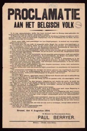"Proclamatie aan het belgisch Volk"